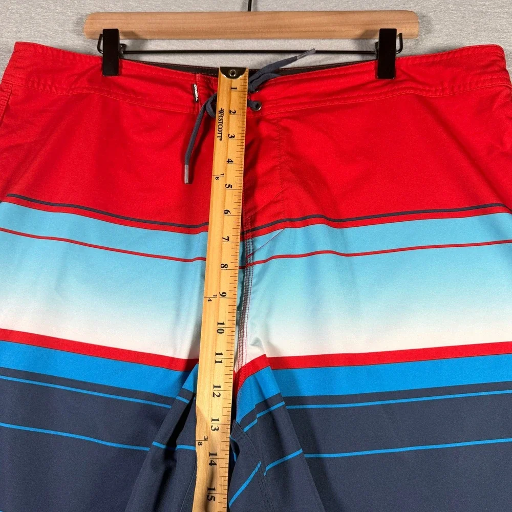 ONeill Hyperfreak Mens Red Blue Striped Board Shorts‎ Size 40 SP3106009